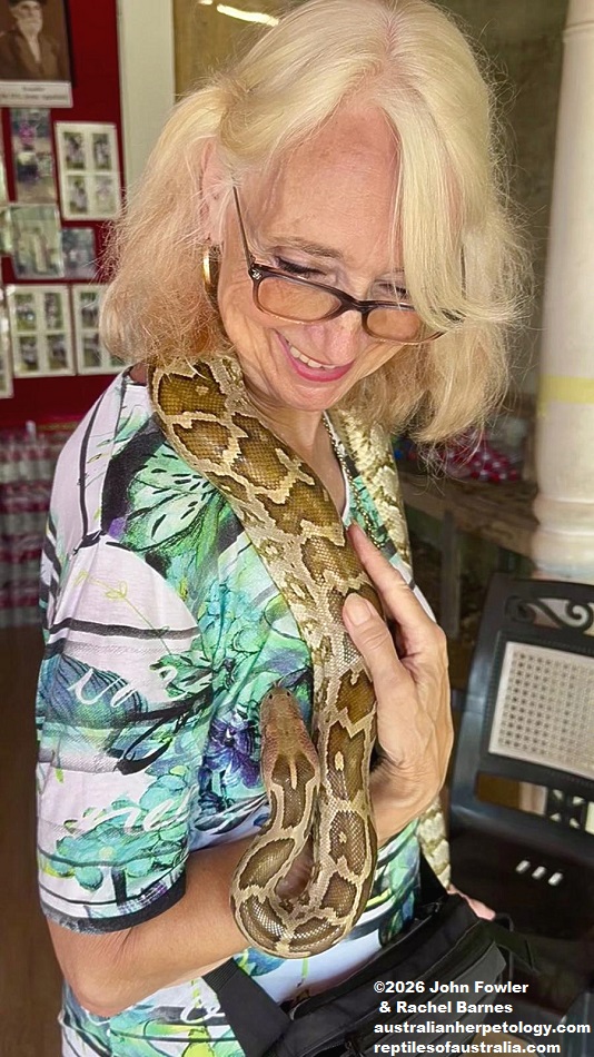 Rachel Barnes with an Indian Rock Python (Python molurus) which is the only species of Python that is found in Sri Lanka