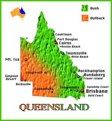 QUEENSLAND map Reptiles of Australia