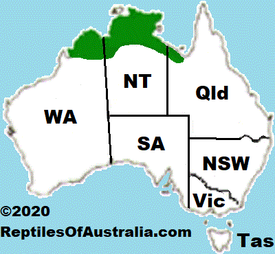 Approximate distribution of the Mitchell's Water Monitor (Varanus mitchelli)