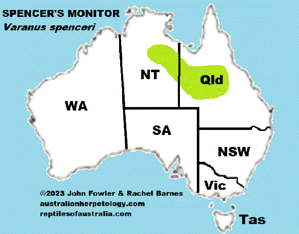 SPENCER'S MONITOR - Varanus spenceri- Reptiles of Australia - map