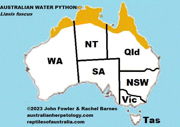  Water Python Liasis  fuscus  map