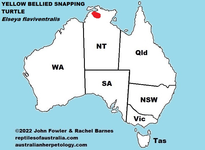 Approximate distribution of Yellow Bellied Snapping Turtle (Elseya flaviventralis)